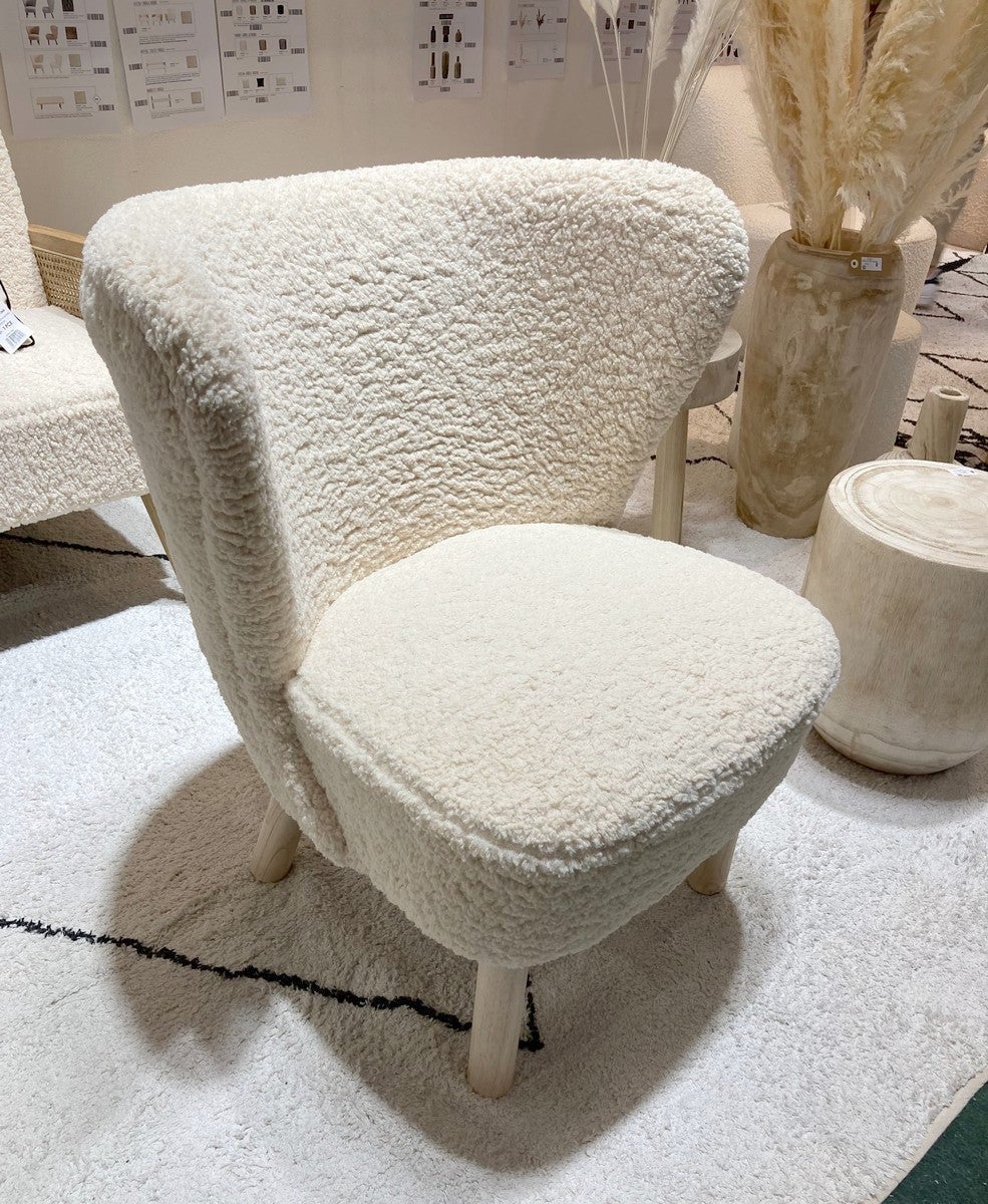 Poltrona in pelliccia sintetica bianca effetto orsacchiotto - 3