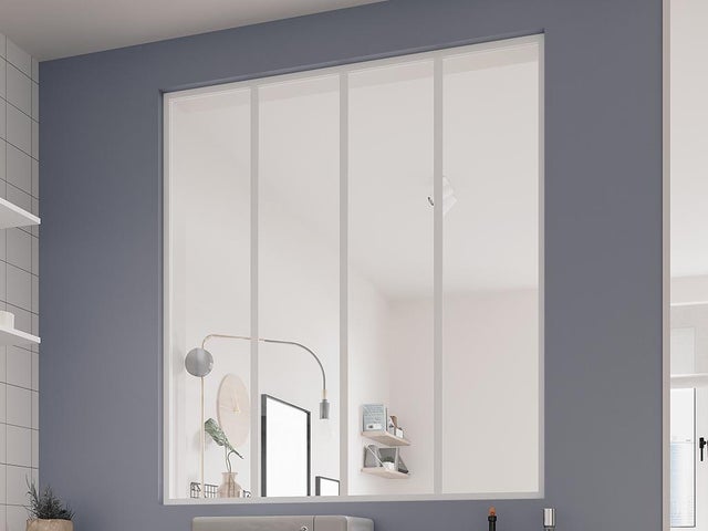 Verrière atelier en aluminium thermolaqué blanc 120 x 130 cm (L x H) – BAYVIEW