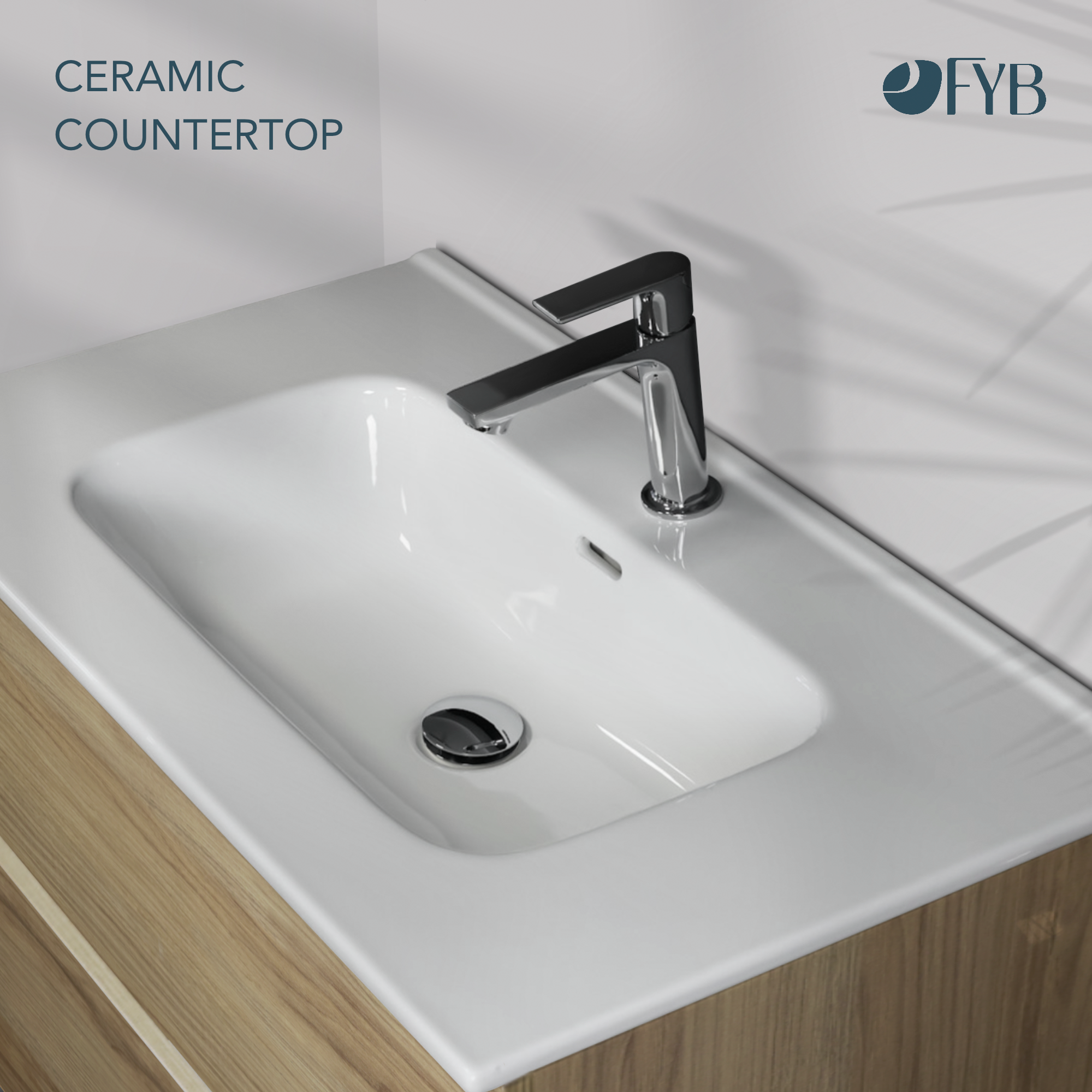 Feel Your Bath, Meuble De Salle De Bain JAGUAR Marron 80 cm, 3 Tiroirs, Vasque Céramique Intégrée Et Miroir Carré LED Antibuée - 5