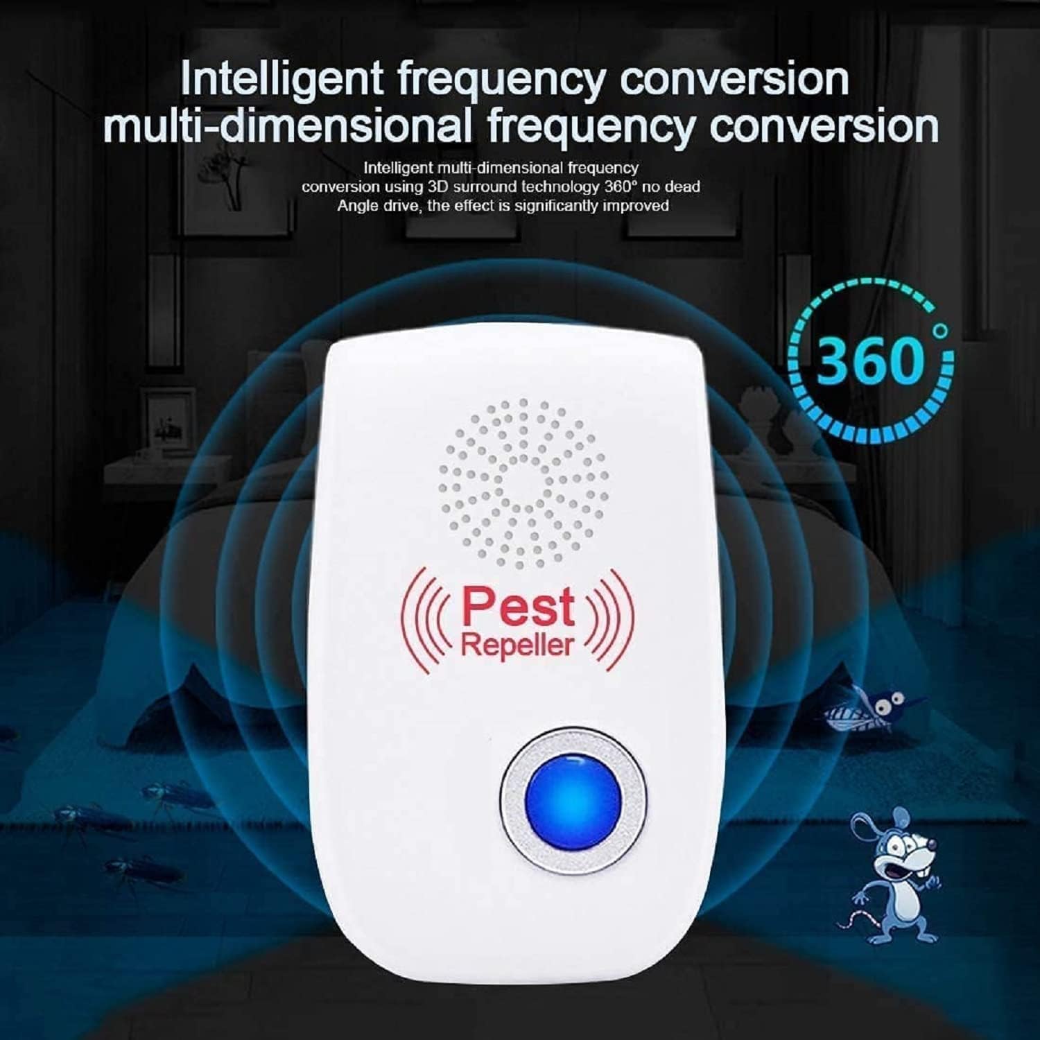 Ultrason Anti Moustique, 6 Pack Ultrason Souris et Rats & Insectes Répulsif Électronique, Répulsif Ultrason Anti-Rongeurs Insectes Anti Insectes, Mous - 3