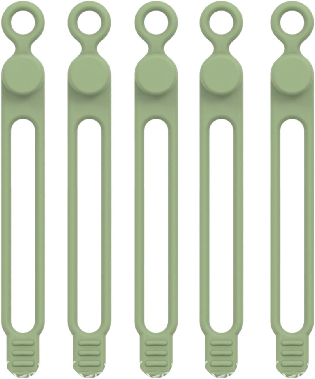Opaski zaciskowe silikonowe w kolorze Matcha Green, 106 mm, 5-częściowy organizer do kabli danych, wielokrotnego użytku, elastyczna, elastyczna opaska