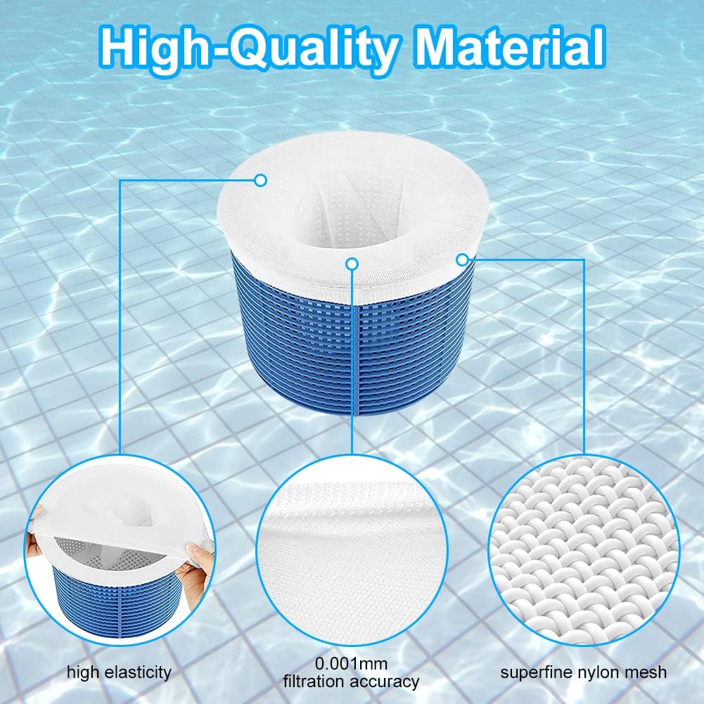 Calcetines para skimmer de piscina, 12 unidades, calcetines para skimmer de piscina, prefiltro para skimmers de piscina, nailon elástico para cesta d - 4