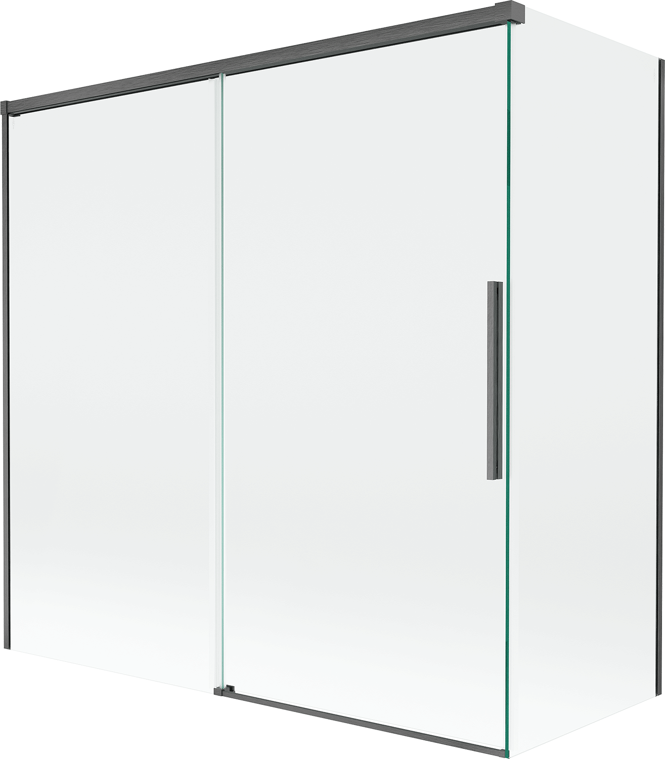 Mexen Rox parawan nawannowy 2-skrzydłowy rozsuwany 160 + 80 x 150 cm, transparent, gun gray szczotkowany - 8C9-160-080-66-00