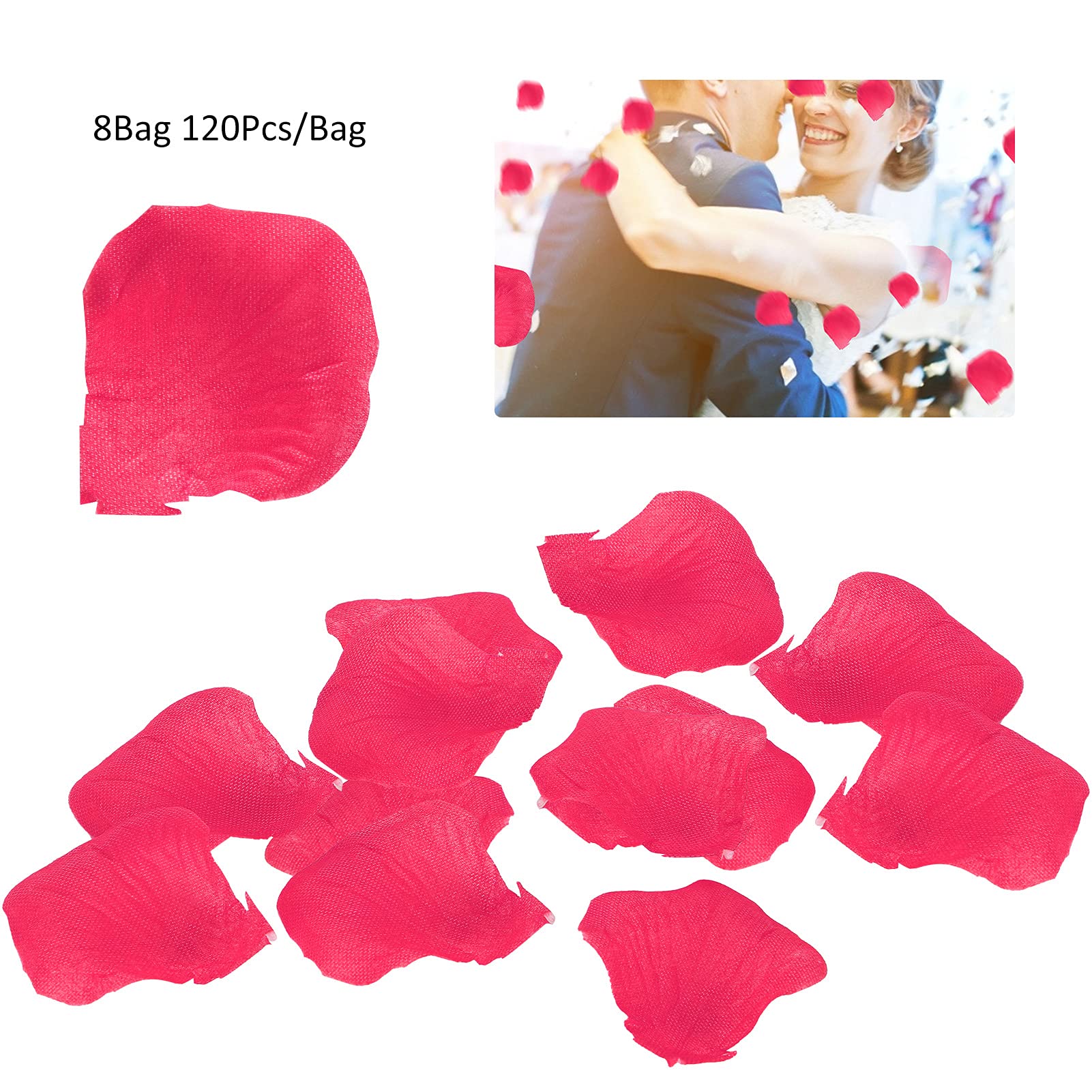 8 sacos 120 unidades de pétalas artificiais não tecidas pétalas falsas decorações de festa de casamento familiar (rosa - 7