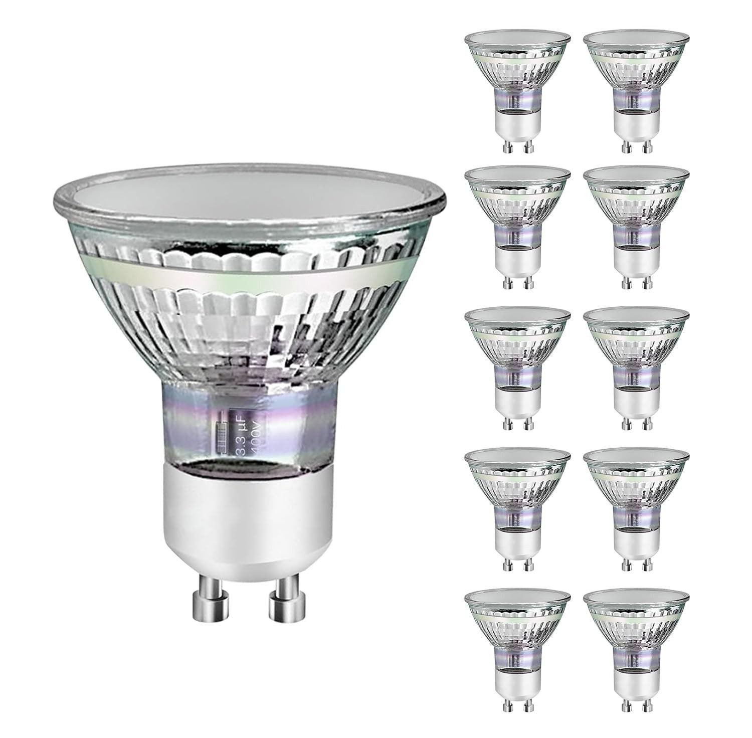 NETTLIFE 10 Ampoul GU10 LED-uri albe calde 3W 30W, lampă cu economisire a energiei 3000K, unghi de fascicul 110°