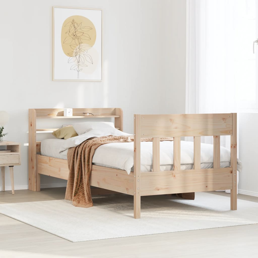 Cadre de lit sans matelas 75x190 cm bois de pin massif - COMFORTXL - 2