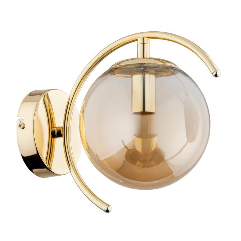 Kinkiet ścienny El Dorado złoto-bursztynowy 1xE14x10W styl nowoczesny wym: 15 x 15 x 25 cm szkło IP20 Alfa