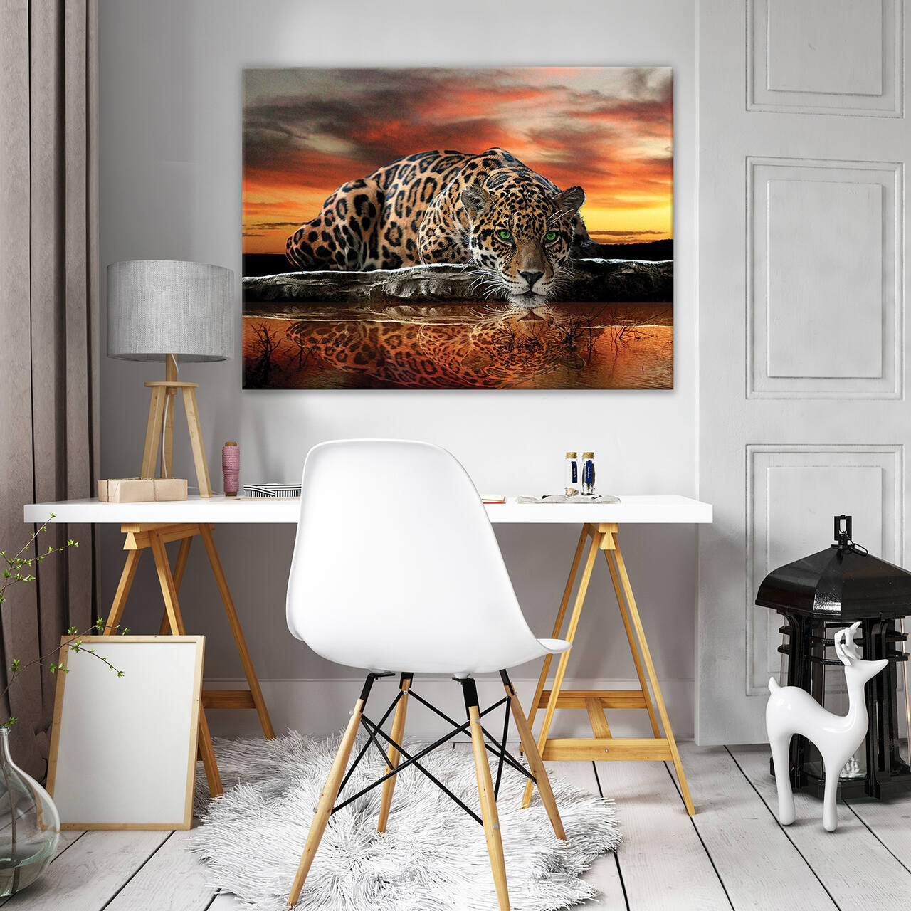 Impression sur Toile Lampard Guépard Animal Nature Moderne 120x80 cm XXL Tableau Décoration Murale Intissée pour Salon Chambre pret a accroche - 2