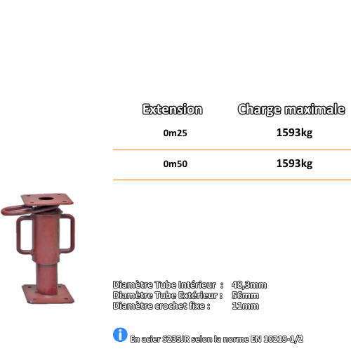 Lot de 10 Étais en acier 0.25m à 0.5m déployé Repamine - 2