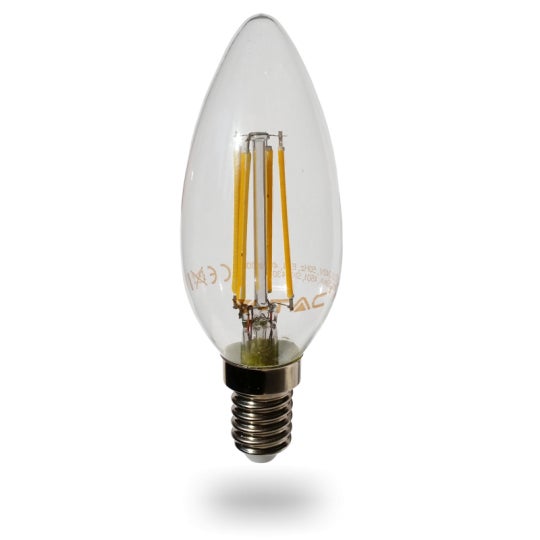 Lampadina LED 4W Filamento E14 Copertura Trasparente Candela 3000K 400lm - 6