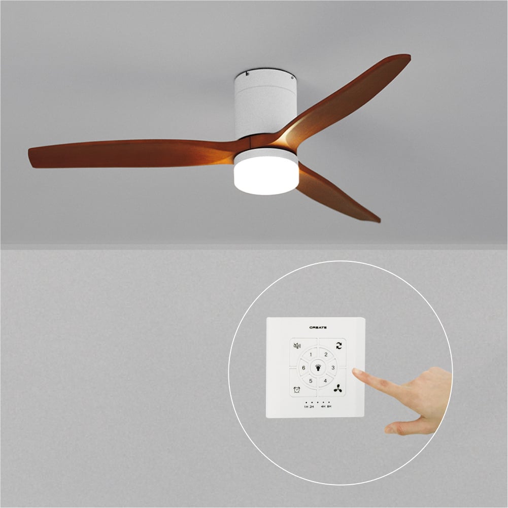 CREATE - WIND CALM M - Ventilateur de plafond silencieux 40W avec pales techniques en ABS Ø132cm avec eclaraige avec contrôleur mural - 2