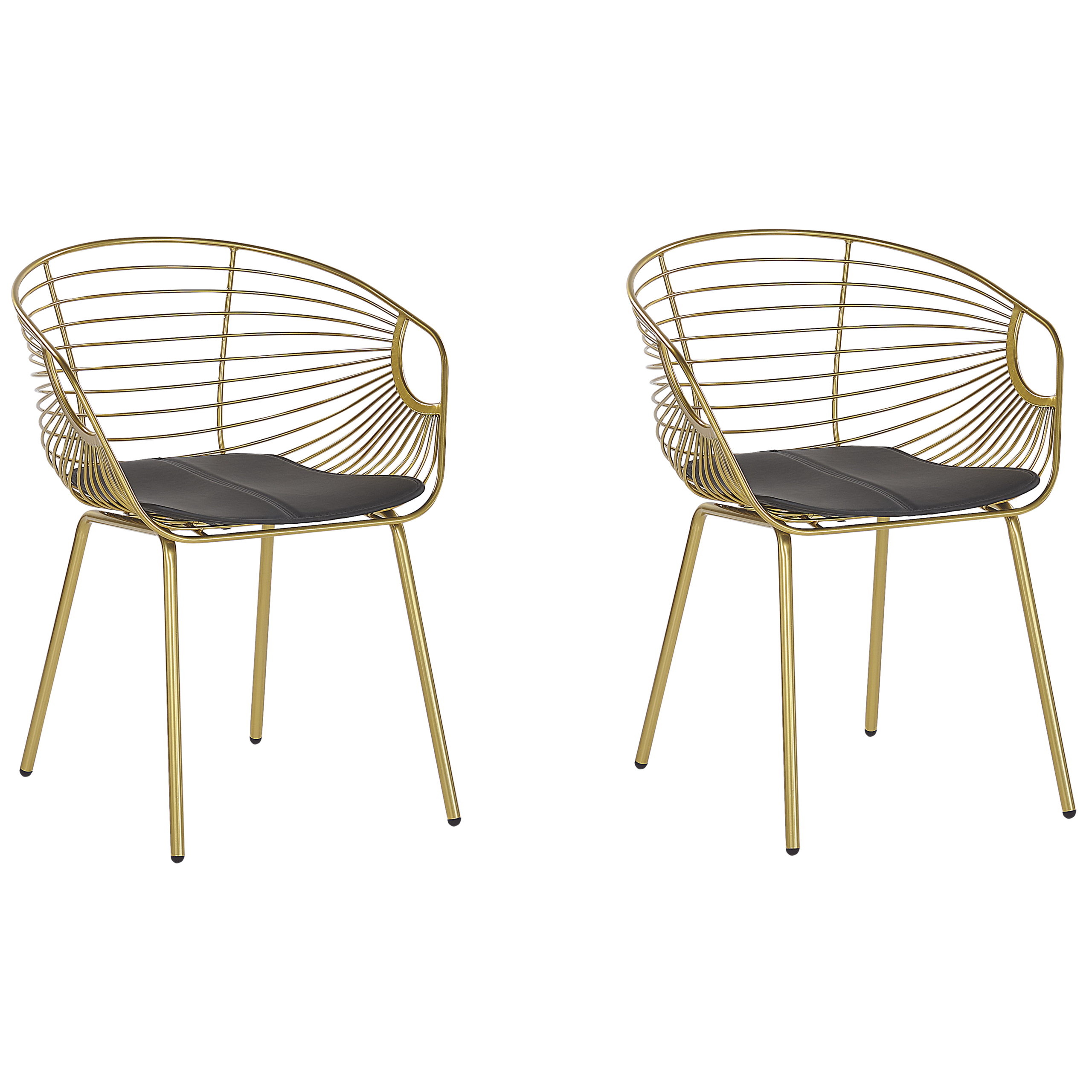 Lot de 2 Chaises Design en Métal Doré avec Assises en Simili-cuir Noir ...