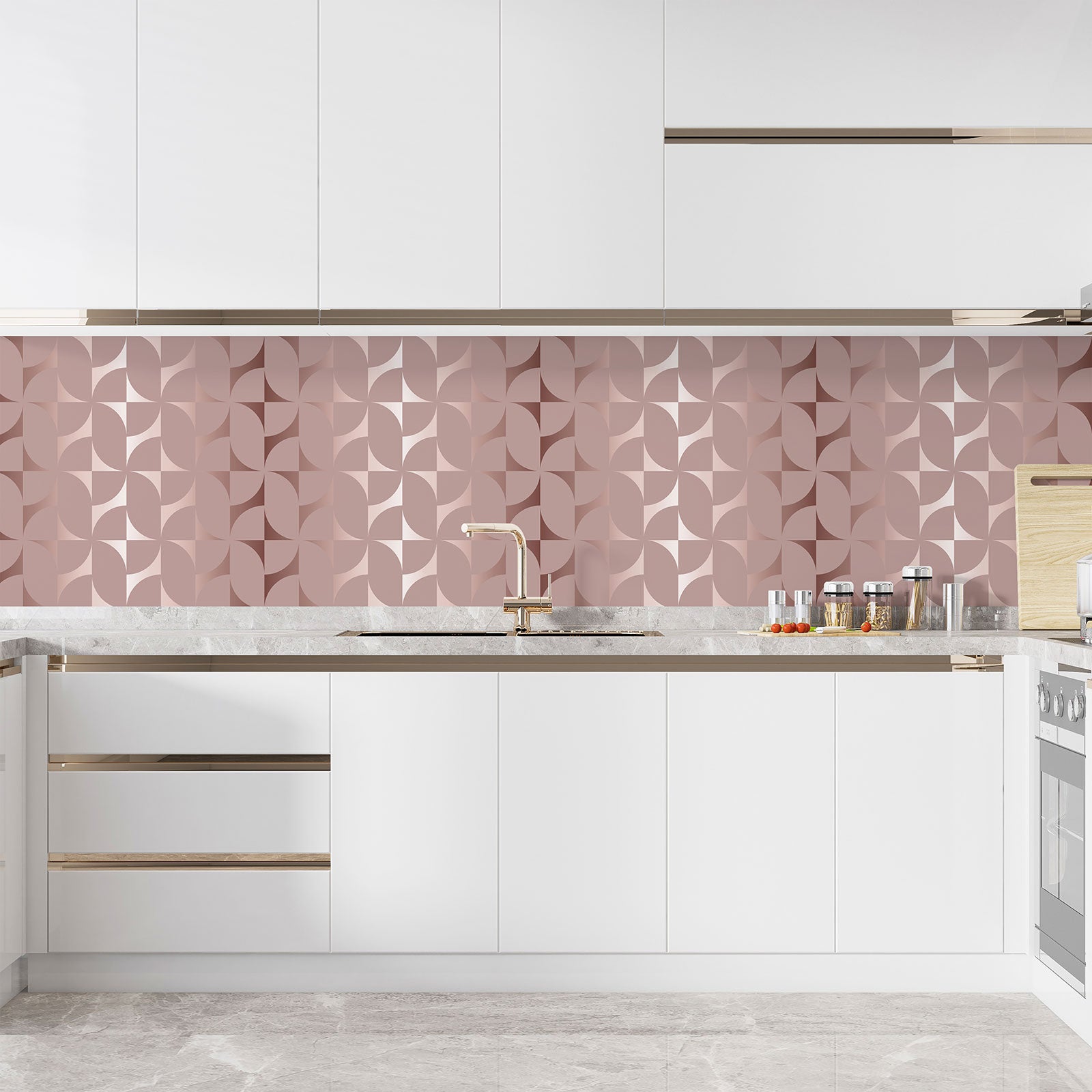Crédence adhésive sticker décoratif pour cuisine - Motif élégant - Adhésif + Protection MATE - 60x60 cm - 3
