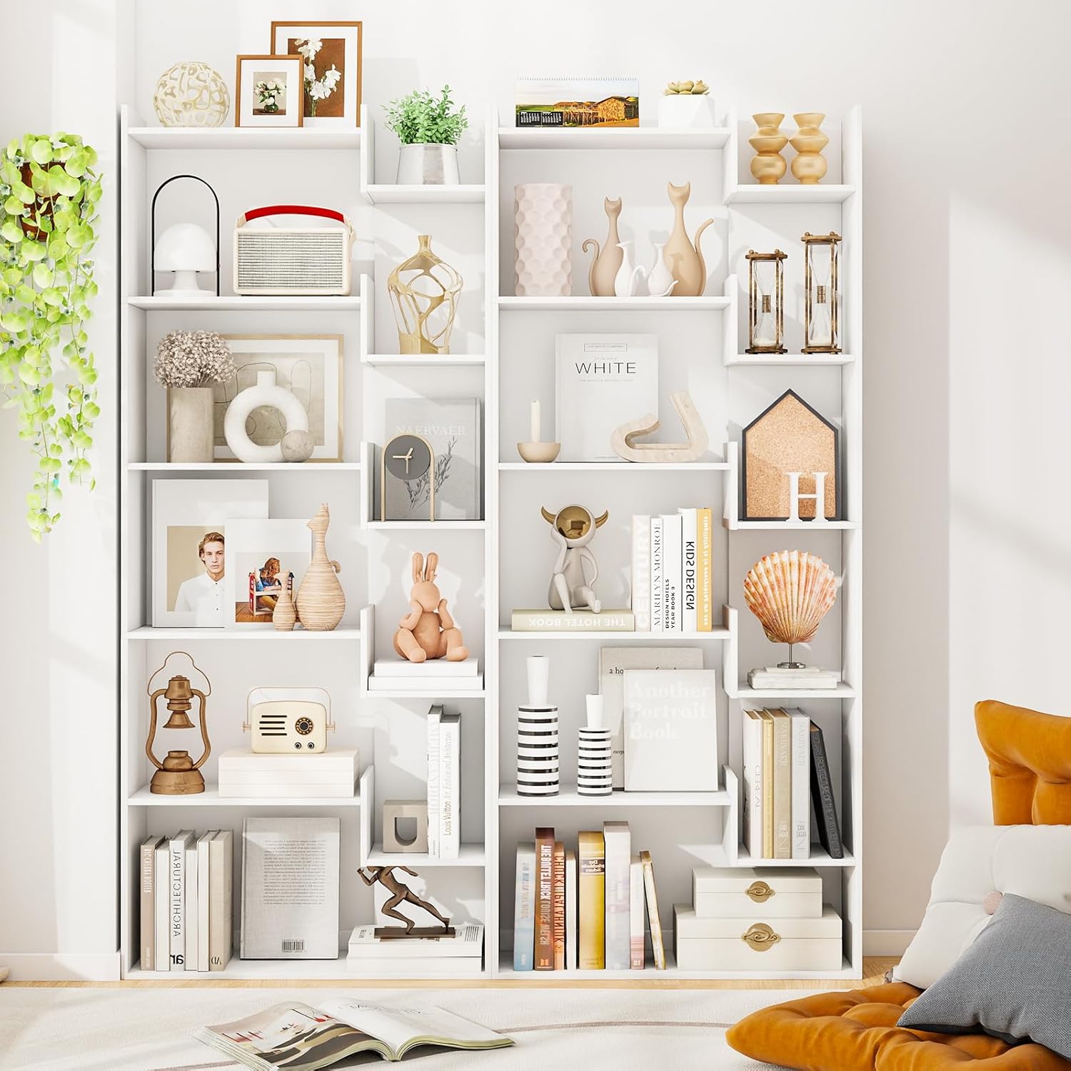Bibliothèque Étagère 6 Niveaux En Bois 80x191cm - Blanc - Moderne, Stable Avec Anti-Basculement