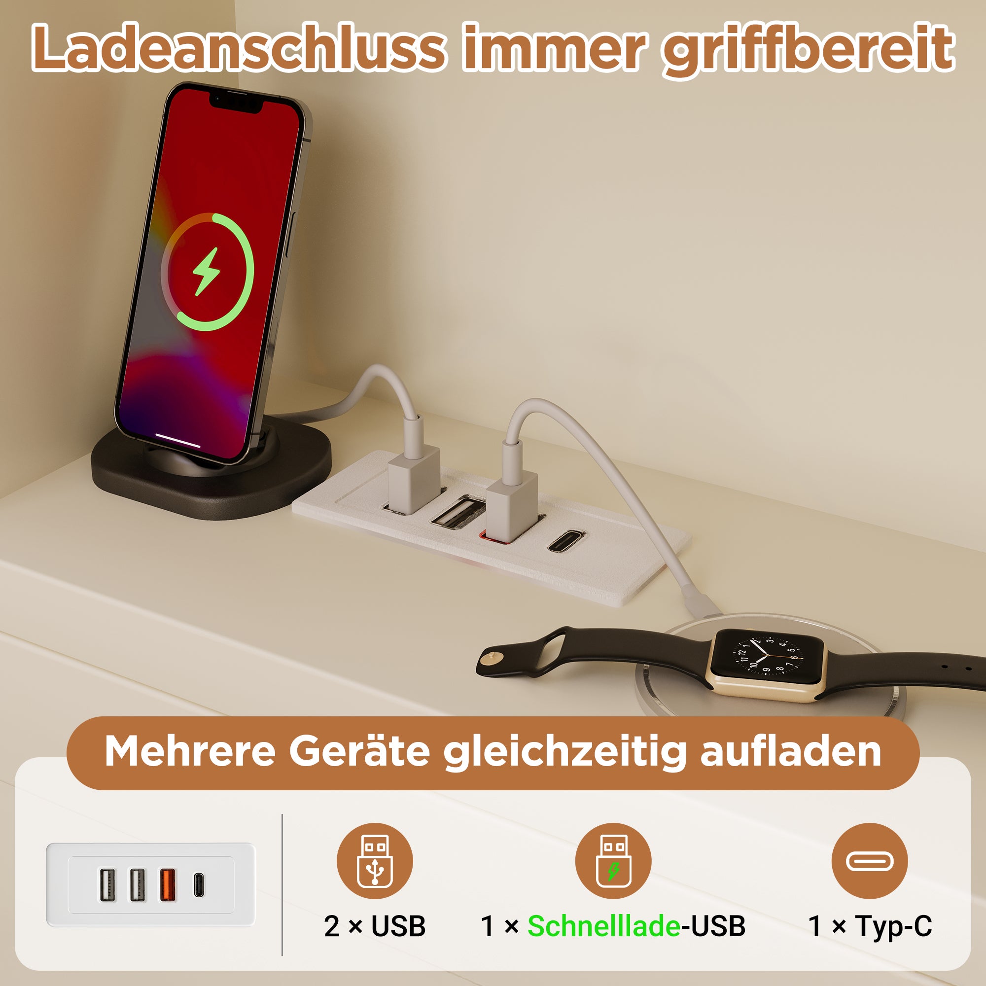 Łóżko wysuwane 90 x 200 cm z 2 szufladami i przegródkami – sosna + płyta wiórowa – ładowanie USB/typu C – białe (materac nie jest wliczony w cenę) - 4