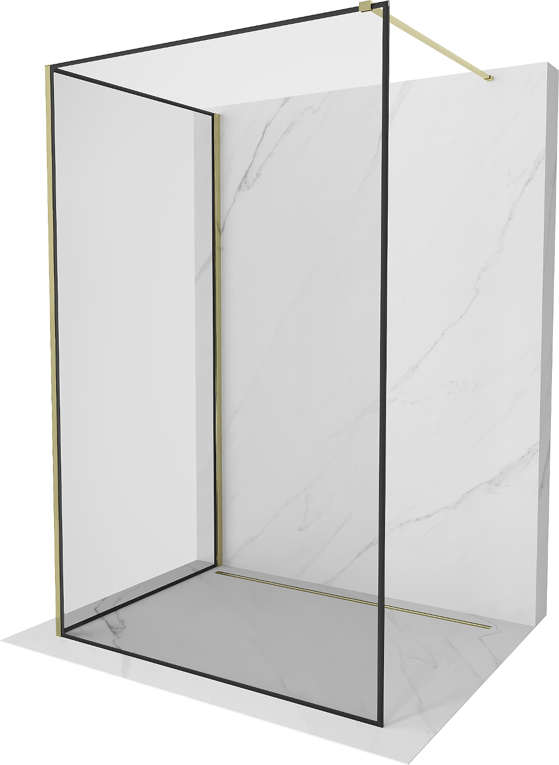 Mexen Kioto ścianka prysznicowa Walk-in 130 x 120 cm, czarna ramka, złota - 800-130-212-50-70-120