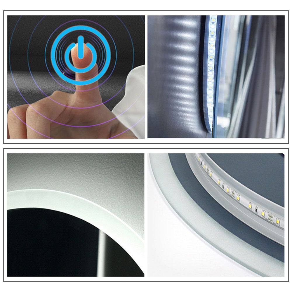 Miroir arrondi salle de bain, Miroir rond anti-buée avec éclairage, Miroir étanche très leger , Diamèter Φ: 60 cm - 3