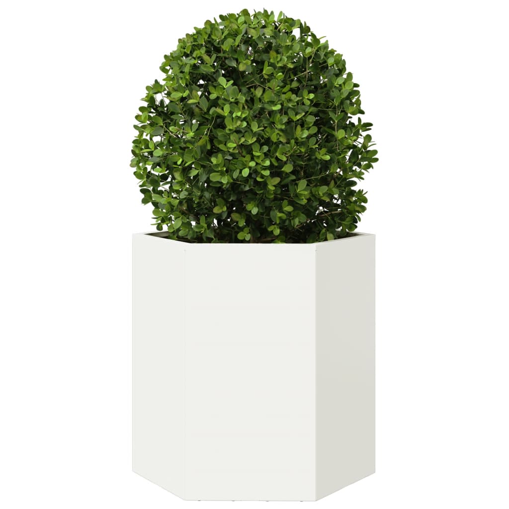 Maison Exclusive - Jardinera hexagonal acero blanco 46x40x45 cm - 3
