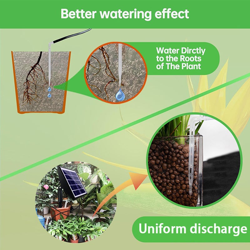 Système d'irrigation goutte à goutte automatique solaire, dispositifs d'arrosage automatique avec capteur d'eau pris en charge 15Pots plantes - 6