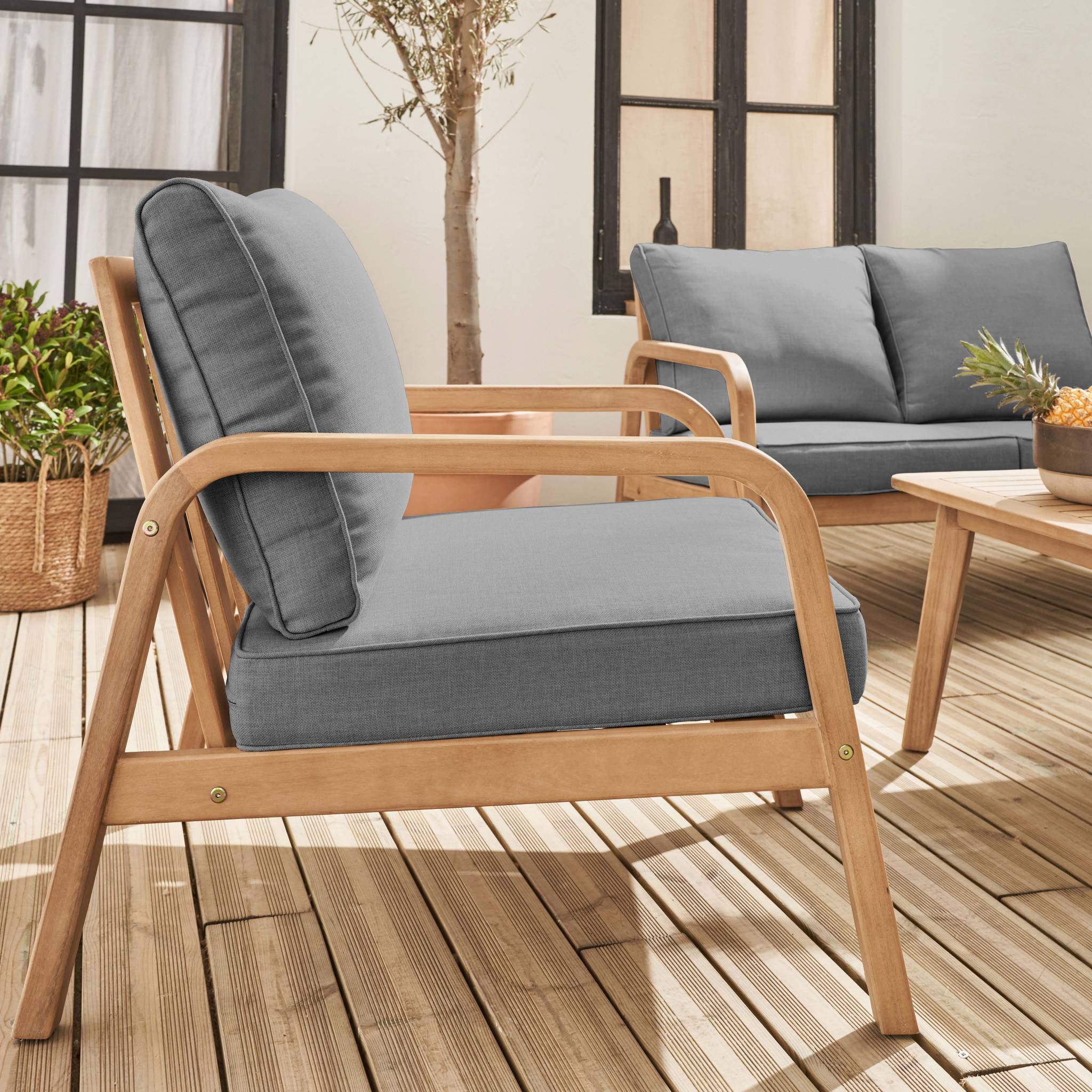 Salon de jardin en Bois Gris 4 personnes - 3