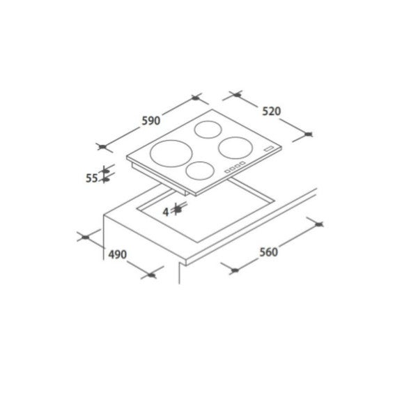 Table de cuisson vitrocéramique ROSIERES  RH64DBCP/2 - 2