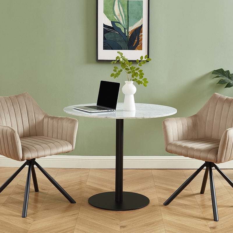 Zestaw 6 krzeseł z podłokietnikami z weluru i metalu – kolor beżowy – IZIALI marki Pascal MORABITO