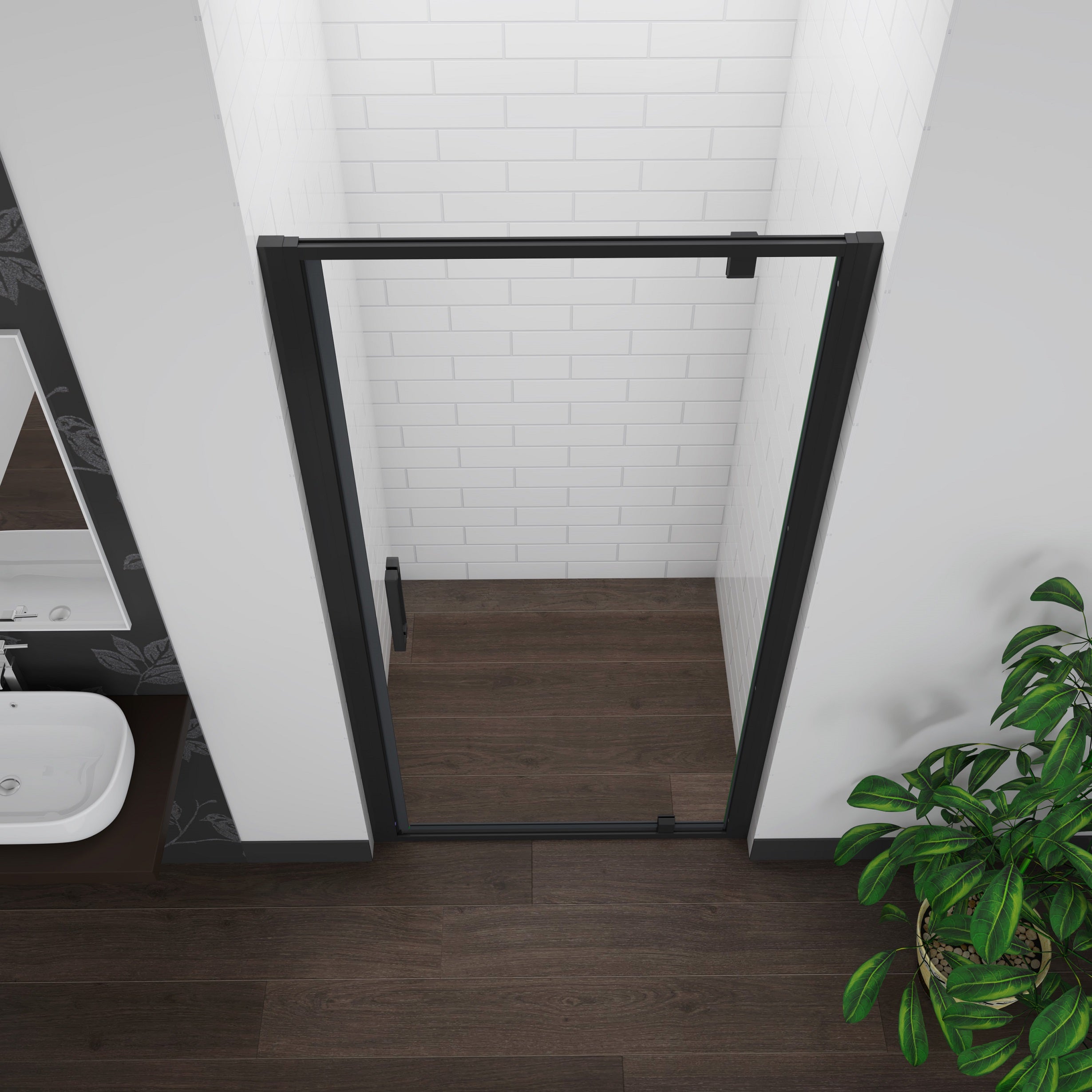 AICA porte de douche noire 90x185cm porte de douche pivotante à 180° en 6mm verre de sécurité Installation en niche - 4