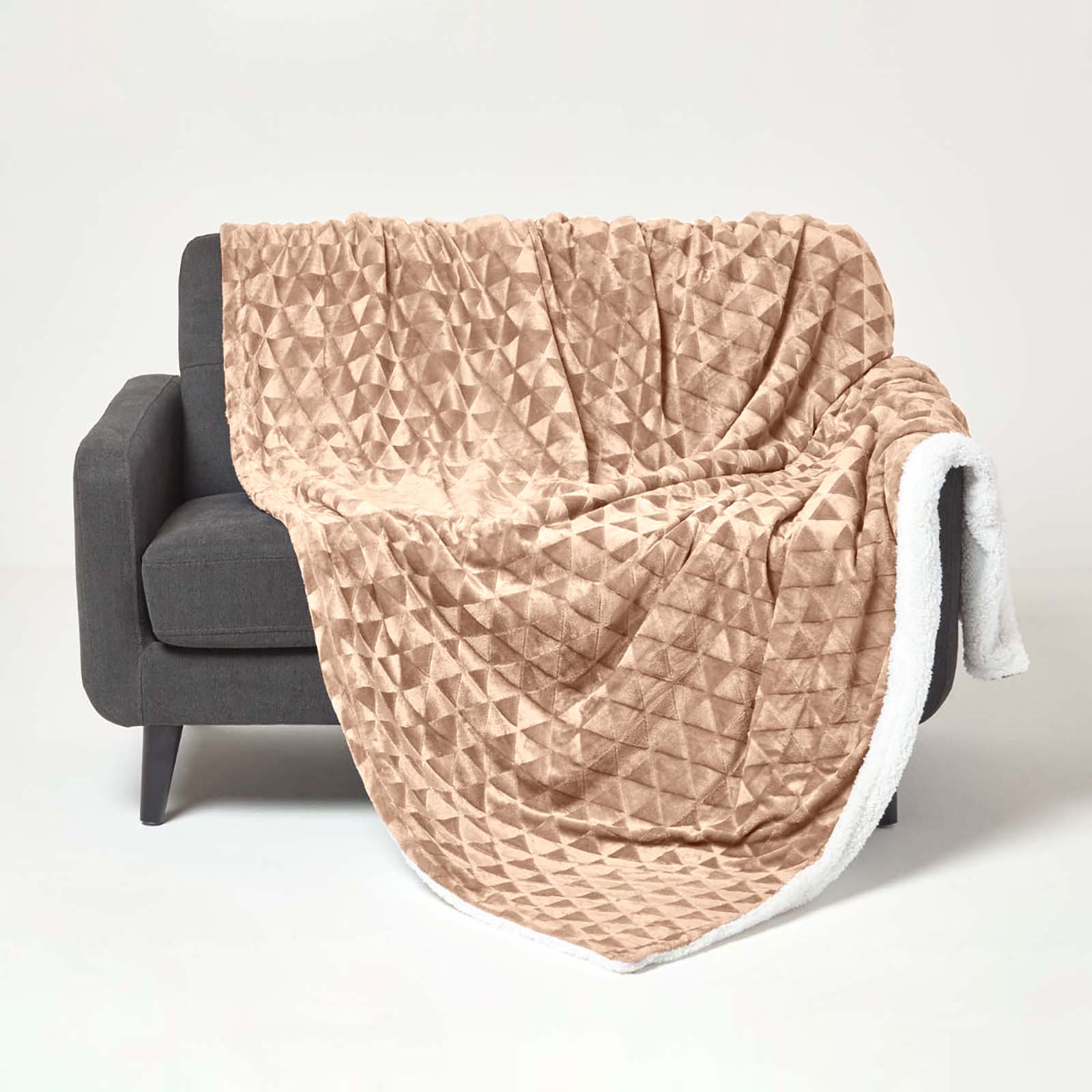 Homescapes Plaid polaire Marron clair et revers sherpa, 200 x 230 cm - 2