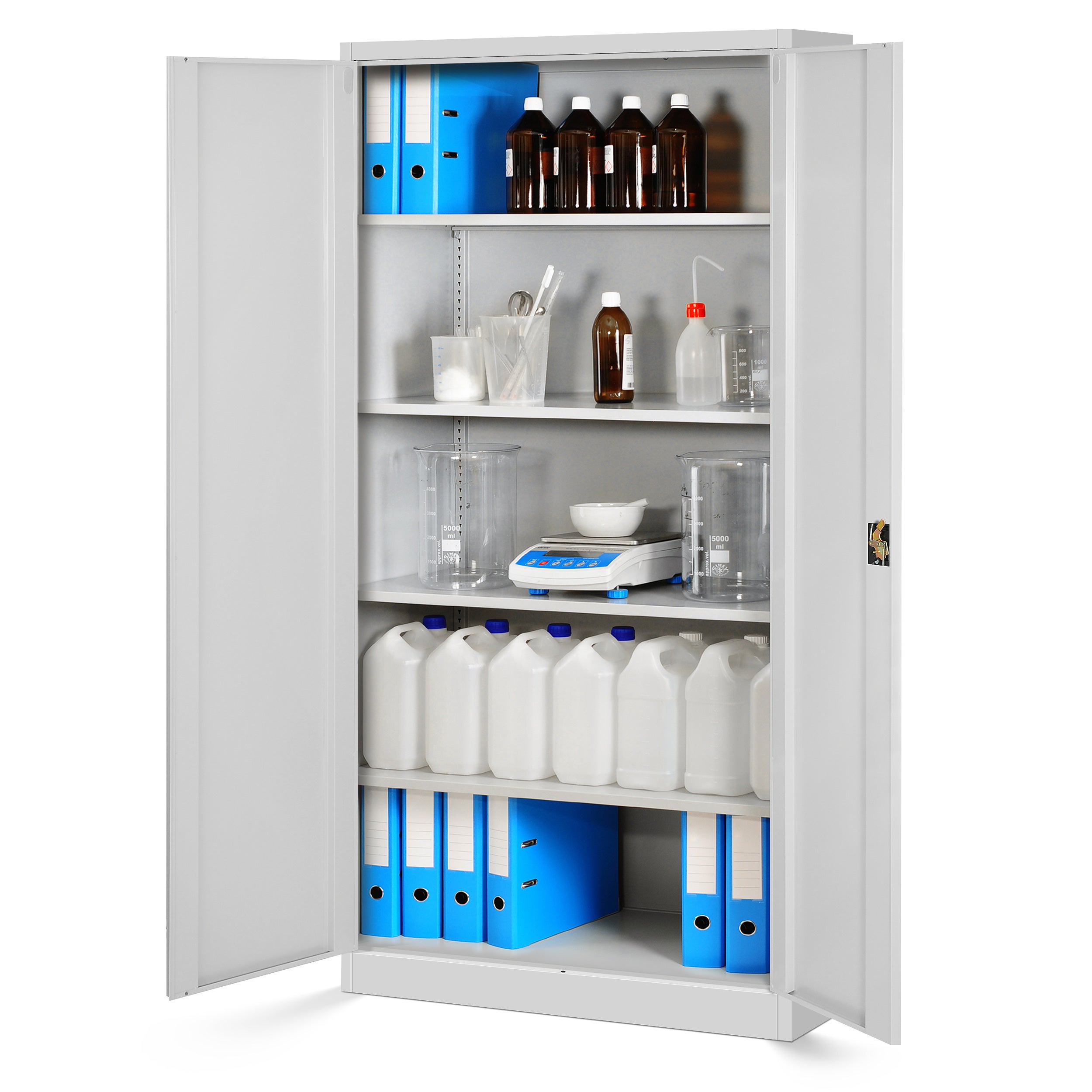 Armoire de Bureau de Rangement Métallique 4 étagères réglables 185 cm x 90 cm x 40 cm Gris - 5
