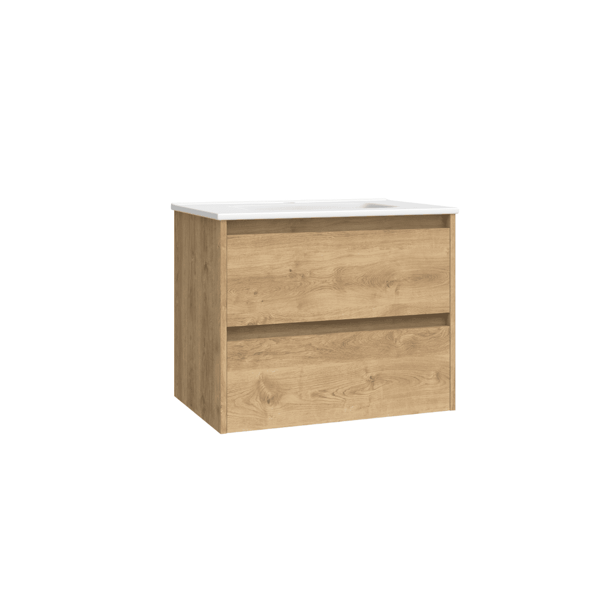 Armoire de salle de bain suspendue avec lavabo en céramique| 2 tiroirs | 60 cm Chêne naturel - 6