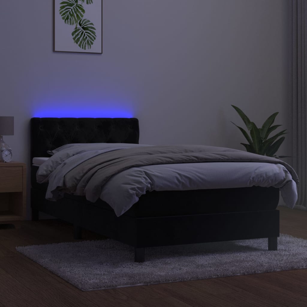 Sommier à lattes de lit avec matelas et LED Noir 80x200cm vidaXL - 5