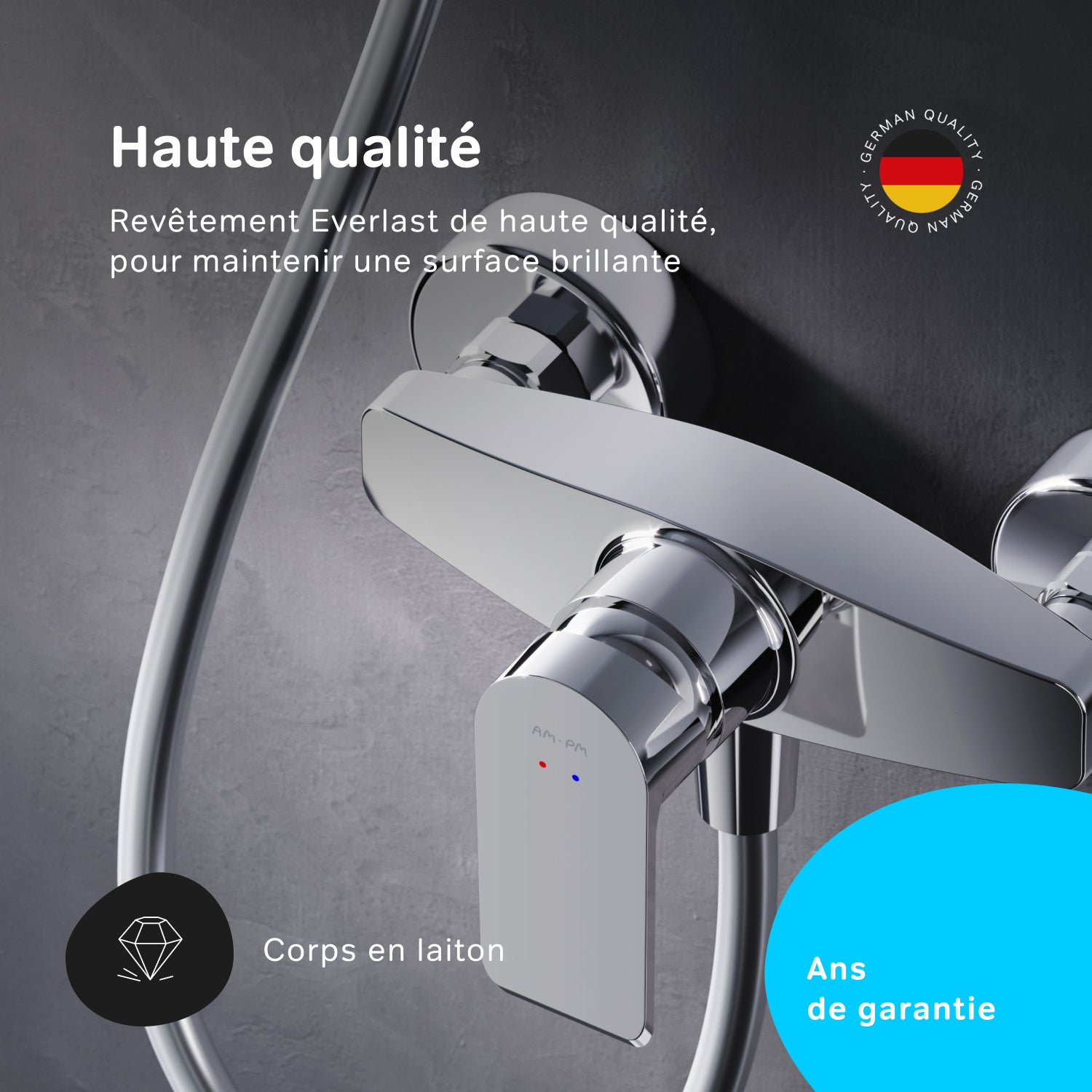 Mitigeur mécanique de douche Robinet de douche Blanc, Flash FNA20000 AM.PM - 3