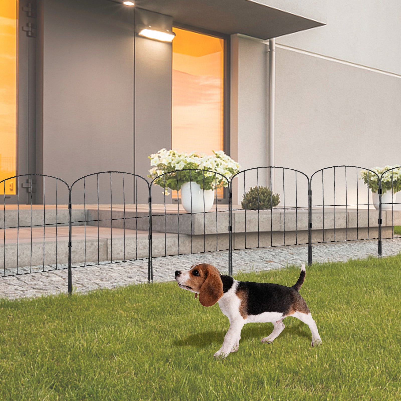 Clôture de Jardin en Métal VEVOR 61x33cm Clôture de Jardin Lot de 10 sans Creusage Barrière pour Animaux Clôture pour Chien Cour Terrasse Extérieur - 8