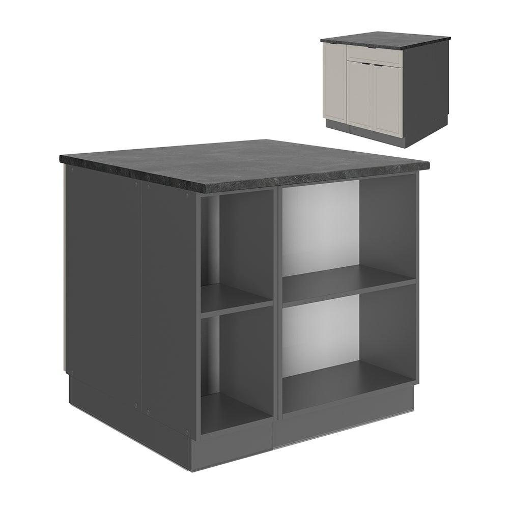 Vicco Wyspa kuchenna Fame-Line, GreyBeige, 90 cm z szufladą, bez blatu roboczego