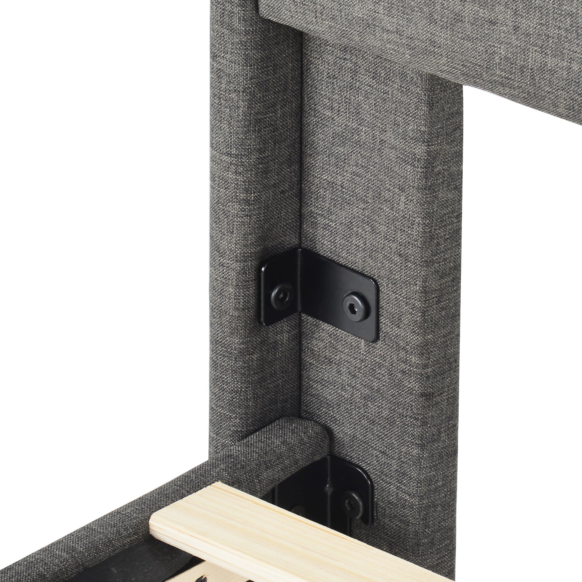 Lit rembourré en lin - 90x200cm - style contemporain - Gris - 9