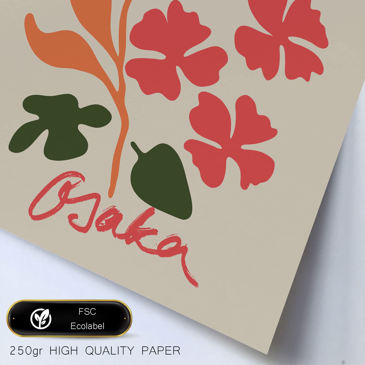 Set de 6 posters de floral. coleccion de láminas con estetica collage para la tamanos a3 y a4 con marco madera clara