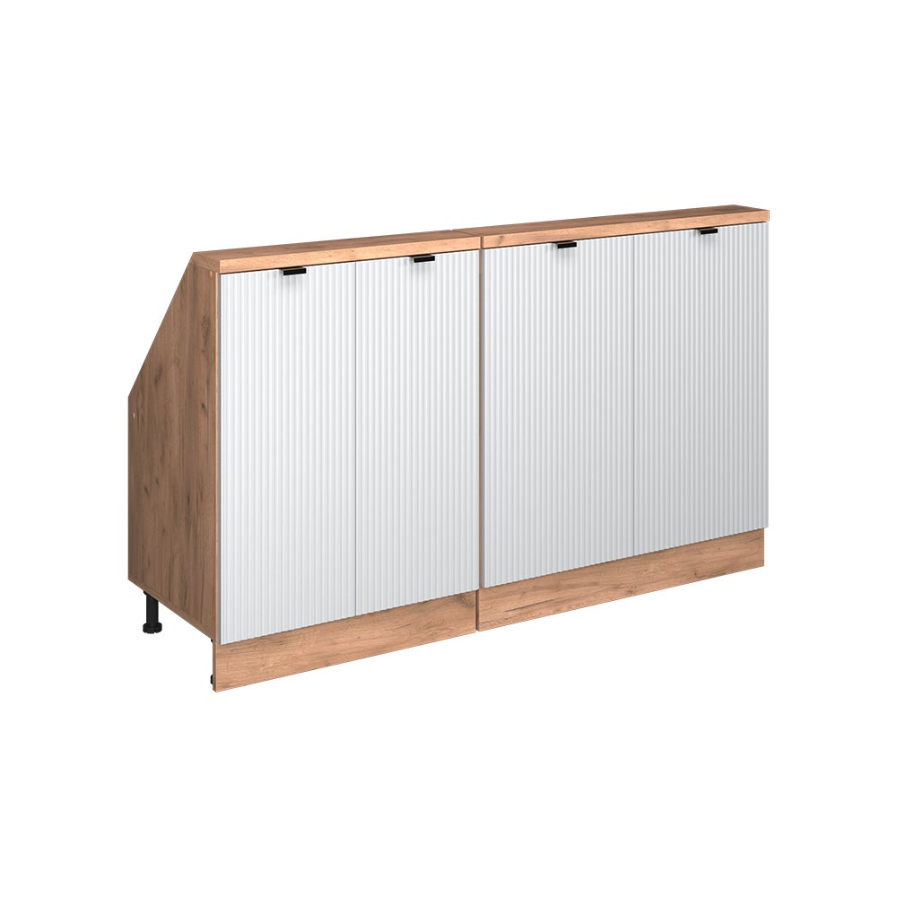 Vicco Szafka kuchenna na dach skośny R-Line, Białe pofałdowanie, 140 cm Zestaw 2 sztuk