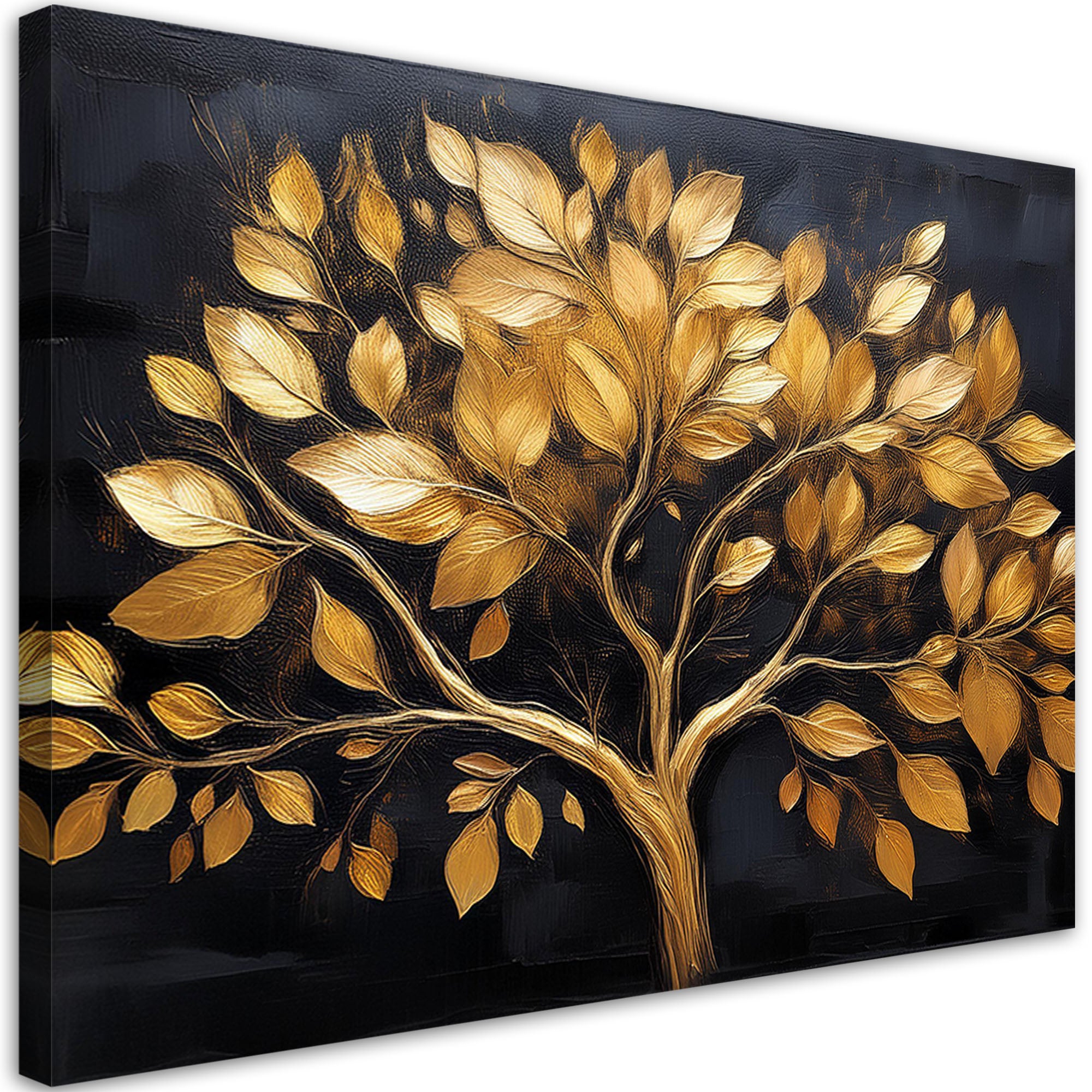 Obraz na płótnie, Złote Drzewo Liscie 90x60