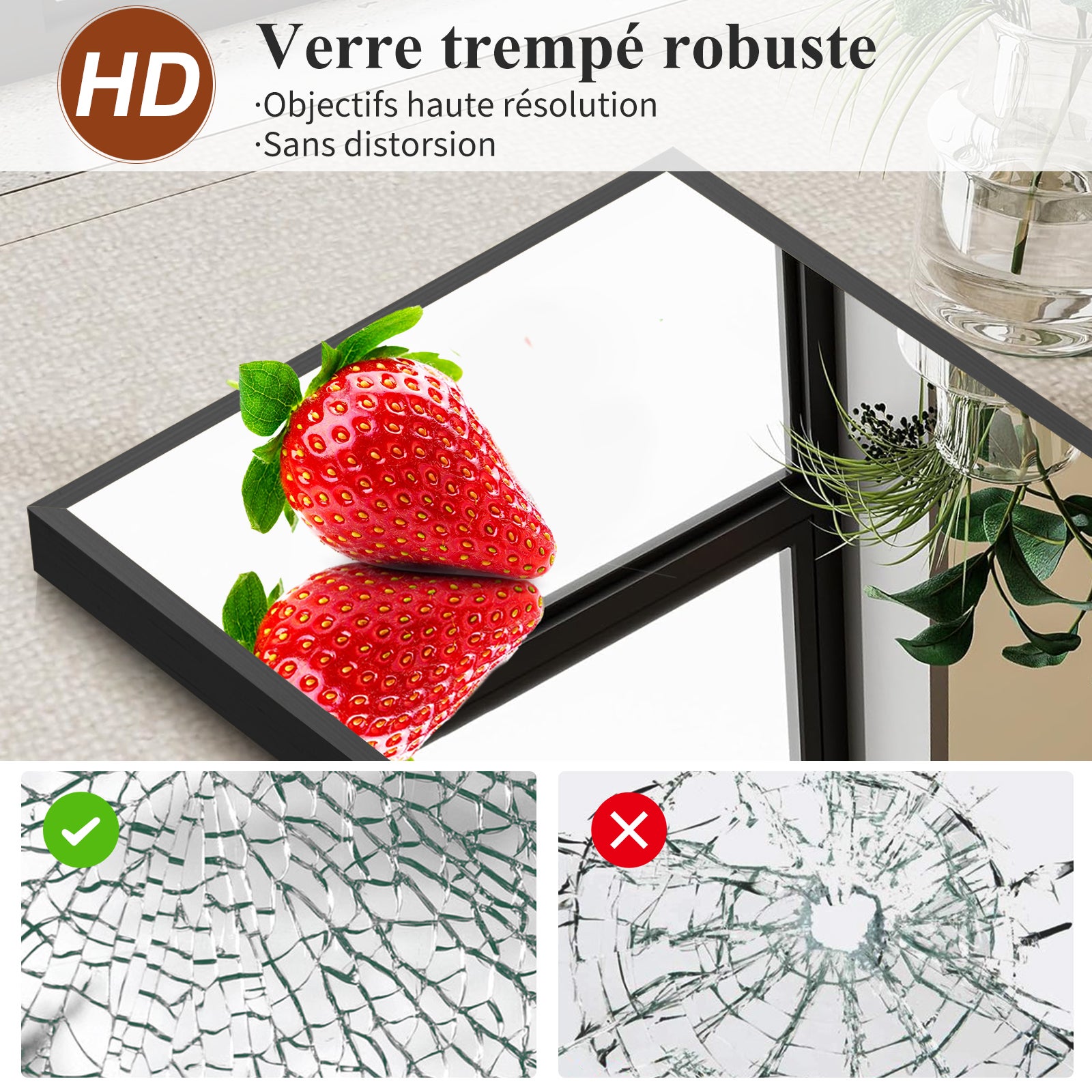 Miroir sur pied pleine longueur, 165 x 60 cm, Noir HD, cadre en alliage d'aluminium, miroir mural en verre trempé, idéal pour la chambre, le dressing - 3