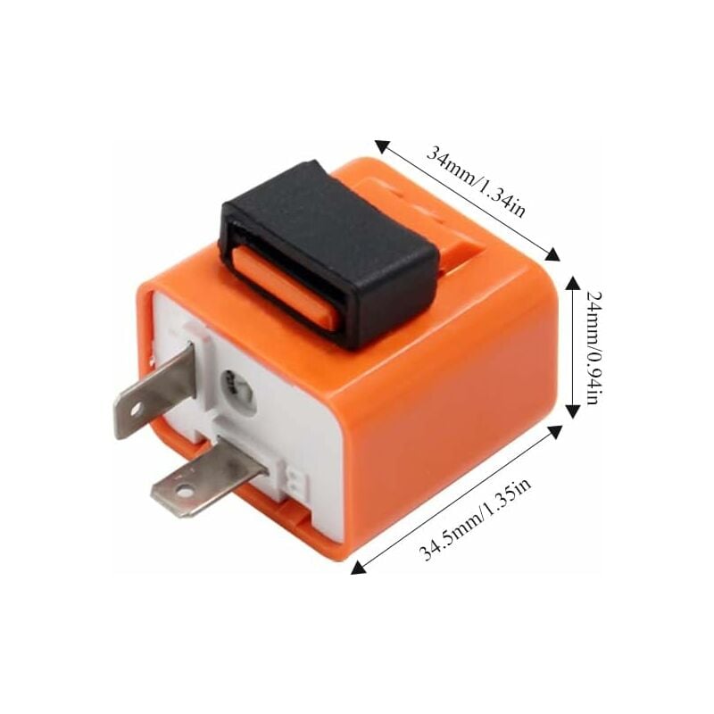 RtottiM 2Pcs Relais Clignotant 12V 2 Broches Réglable Pour Moto LED - Orange
