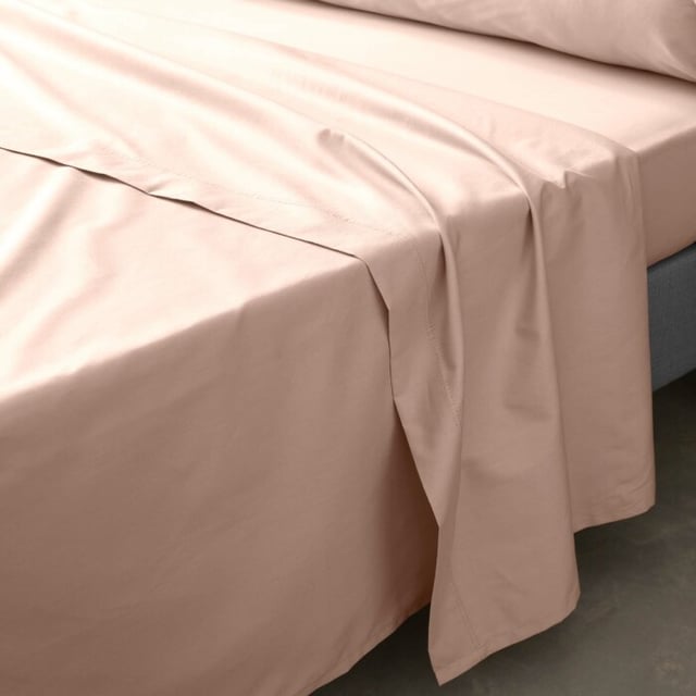 Drap plat 2 personnes 240 x 300 cm – Percale de coton 78 fils – Coloris Nude