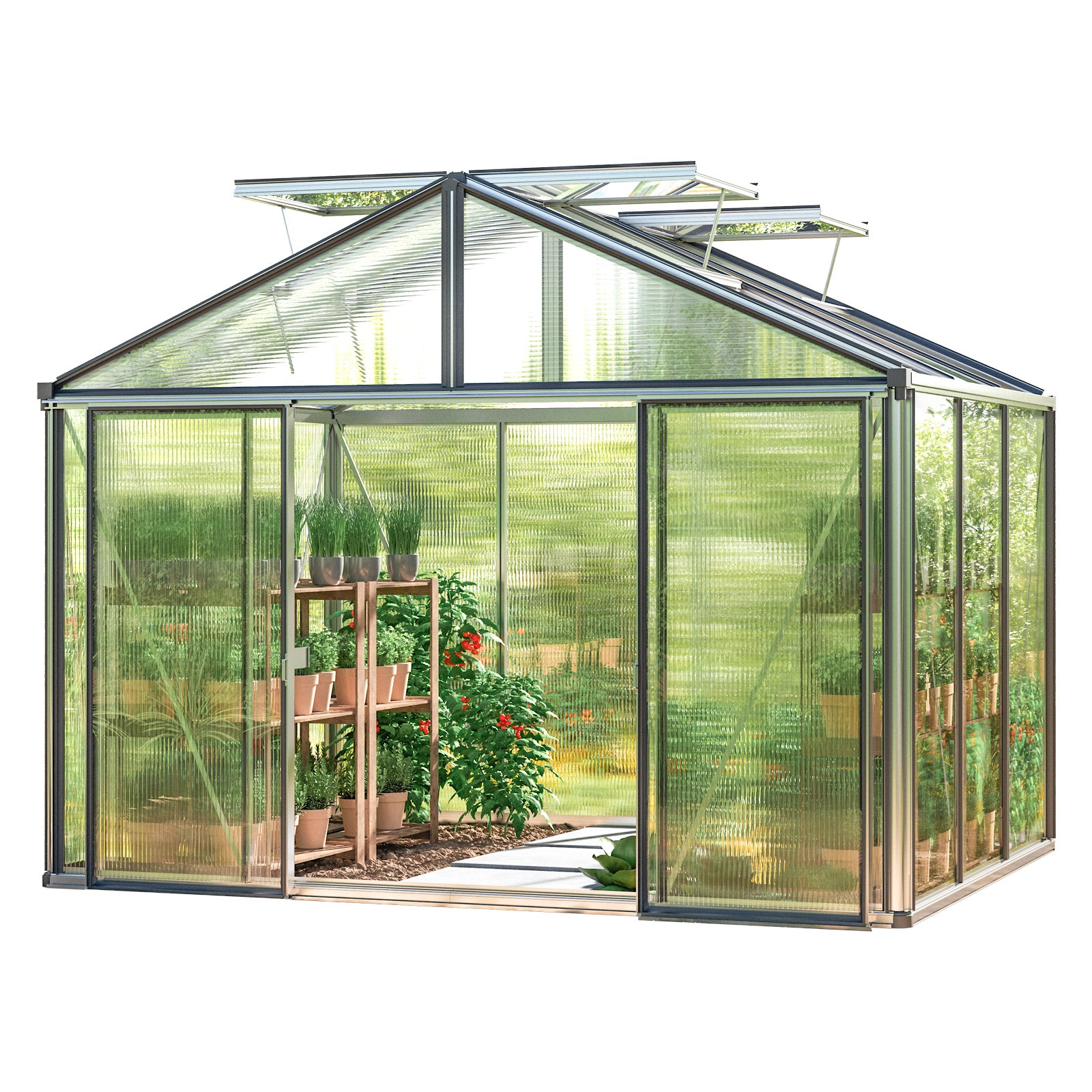 GFP szklarnia Asteria 21 Light 311x235 cm - grube panele poliwęglanowe ok. 12 mm - kolor: aluminium naturalne