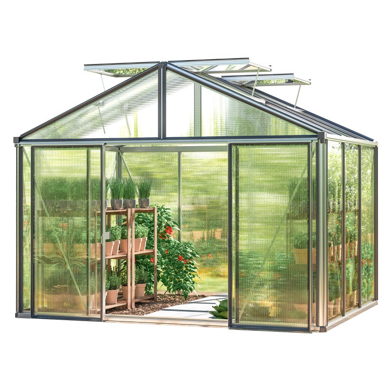 GFP szklarnia Asteria 21 Premium 311x235 cm - grube panele poliwęglanowe ok. 16 mm - kolor: aluminium naturalne