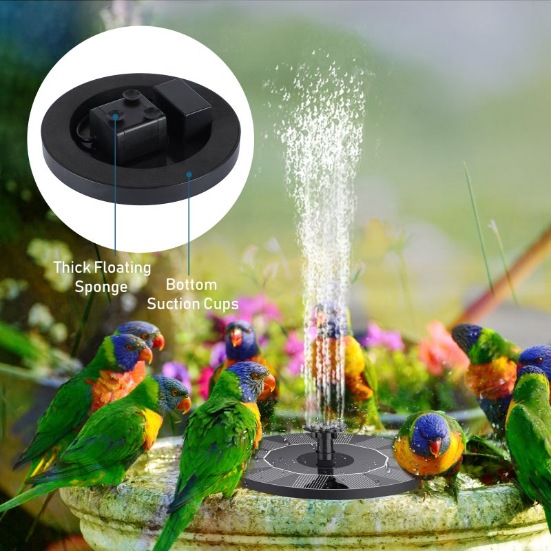Pompe solaire 1W avec 6 buses, pompe à eau stationnaire flottante pour fontaine, bain d'oiseaux, aquarium, piscine, bassin, jardin, étang - 3