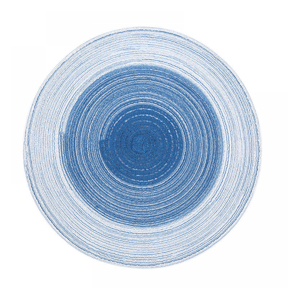 Zestaw 6 okrągłych podkładek na stół jadalny w kolorze pawiego błękitu o średnicy 38 cm. Podkładki nadają się na przyjęcia świąteczne, spotkania rodzi