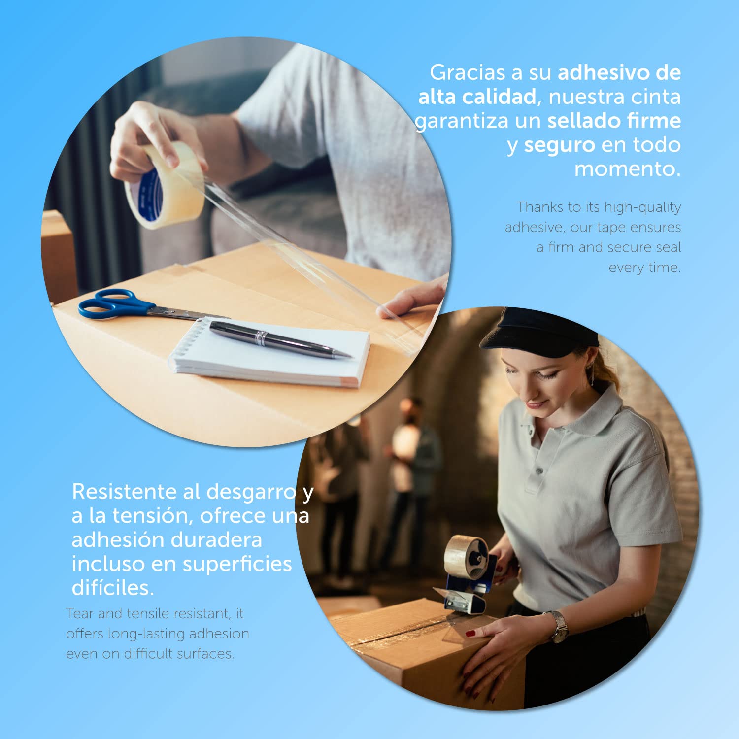 m-office Cinta Adhesiva Transparente, Cinta de Embalar Adhesiva para Embalaje de Cajas, Envíos, Mudanzas y Manualidades, Precinto Transparente Seguro - 7