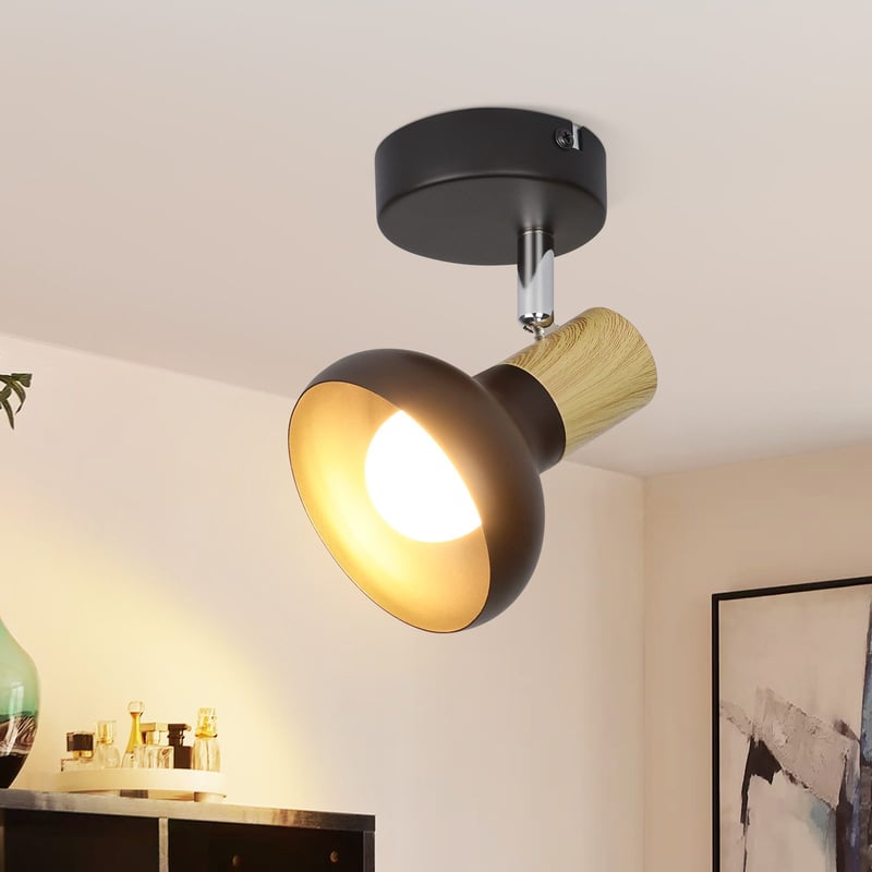 ZMH Reflektor sufitowy Vintage E14 z kloszem z żelaza w stylu industrialnym, obrotowy reflektor do sypialni, przedpokoju, salonu