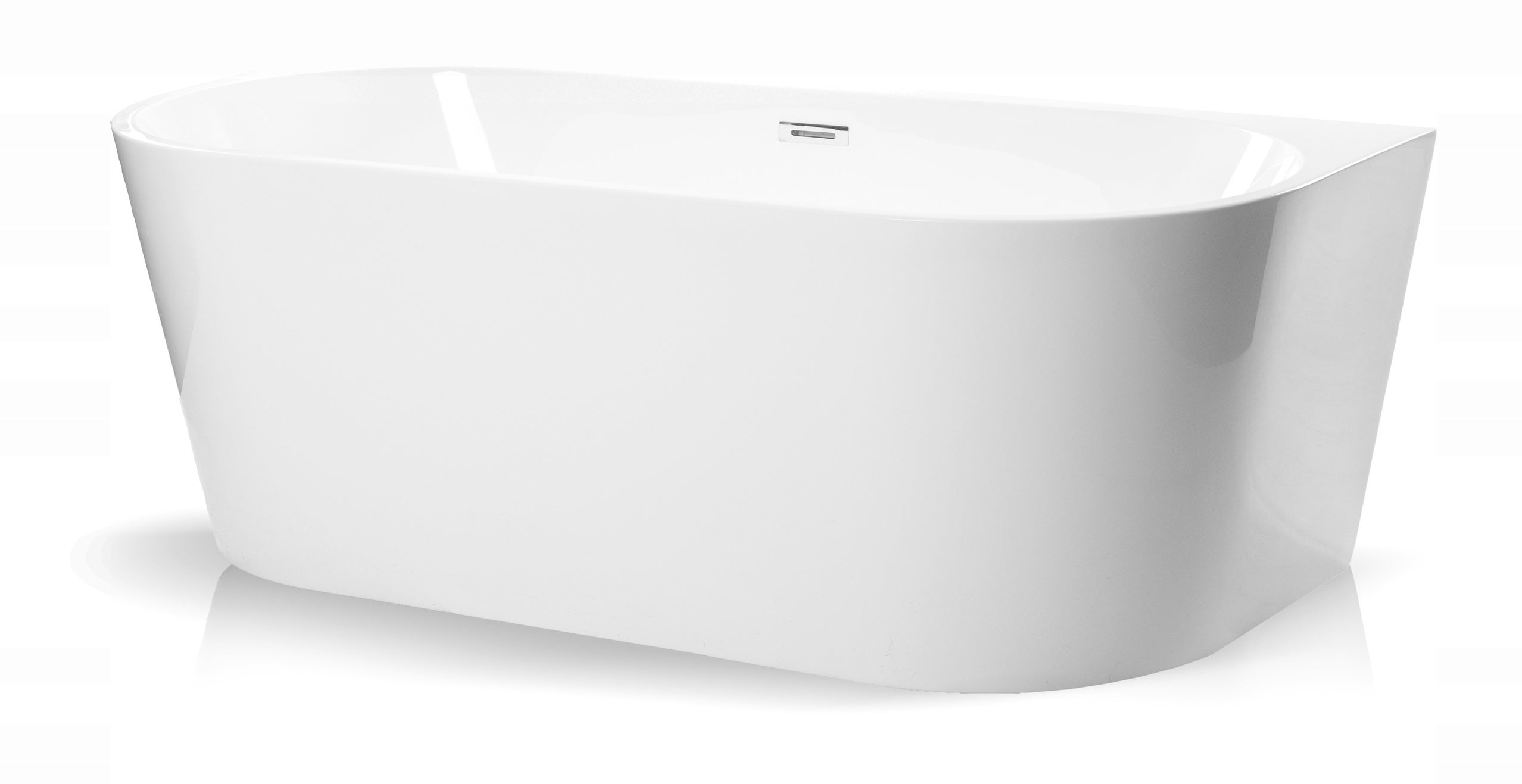 Wanna wolnostojąca przyścienna 170 x 80 cm biała system przelewowy Doris SZEROKI RANT Corciano