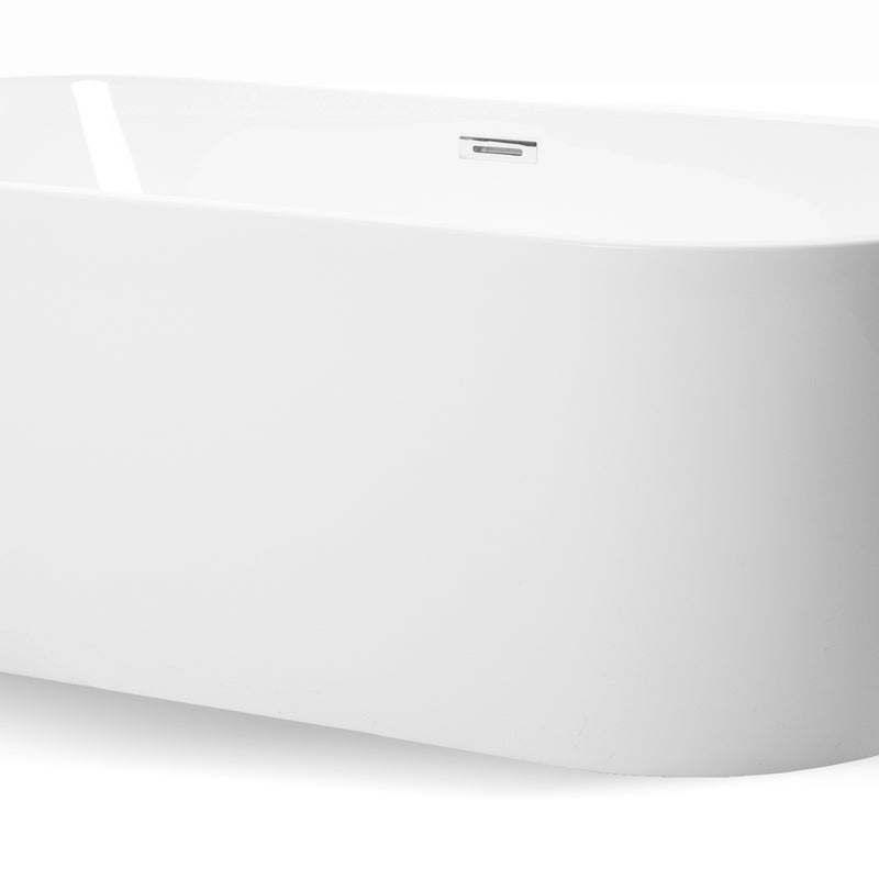 Wanna wolnostojąca przyścienna 170 x 80 cm biała system przelewowy Doris SZEROKI RANT Corciano