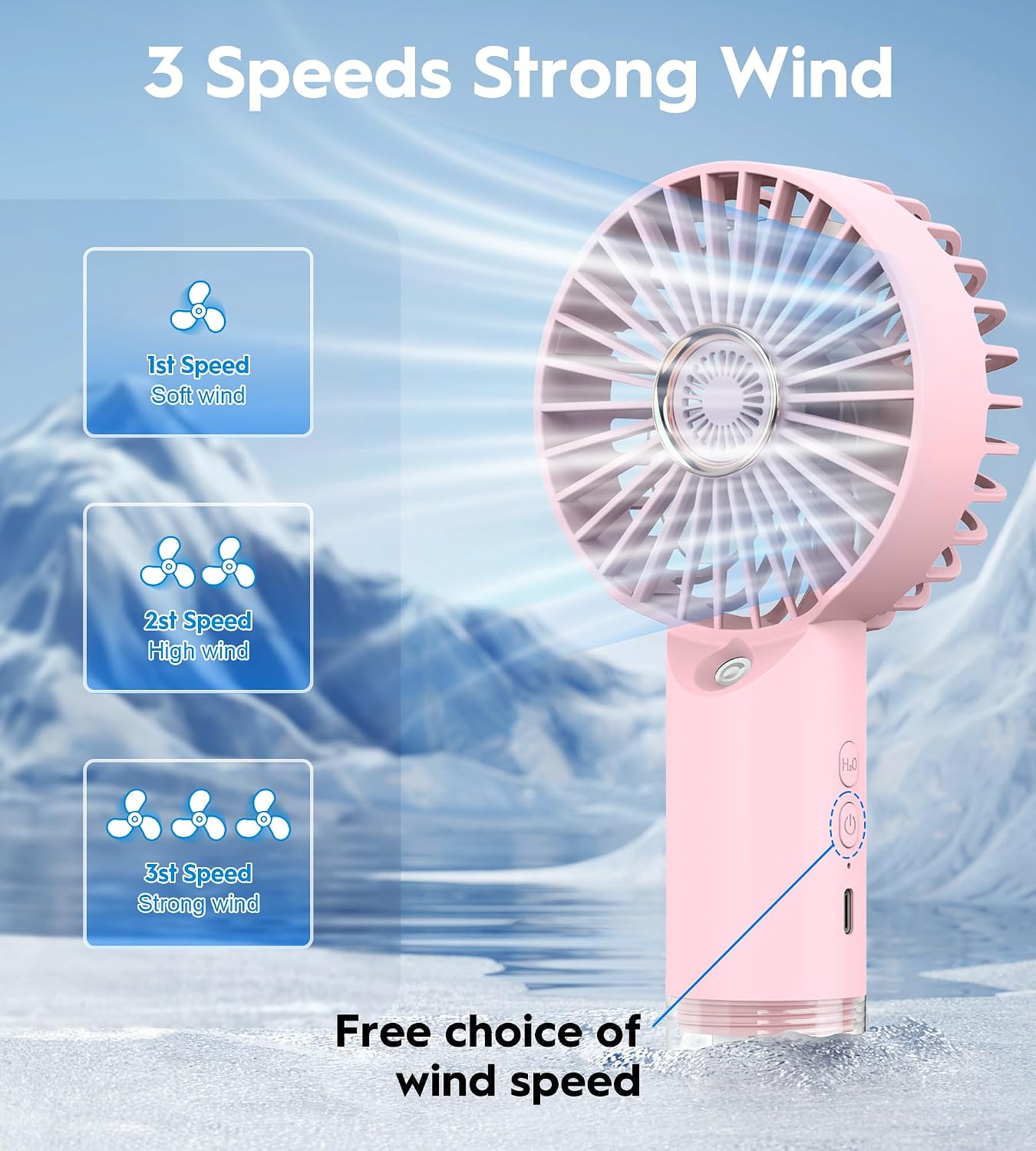 Mini Ventilateur à Main Portatif with Fonction humidification, Portable ...